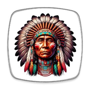 Amerikanisch, Indianer, Amerikaner - Viereckiger Kühlschrankmagnet - Weiß - Vorne