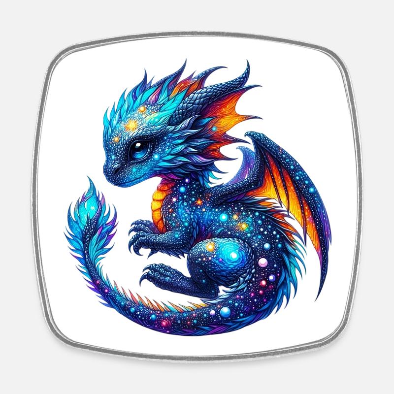 Dragon - Magnet carré - blanc
