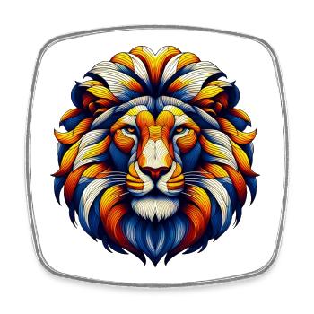 Lion - Magnet carré - blanc - Devant