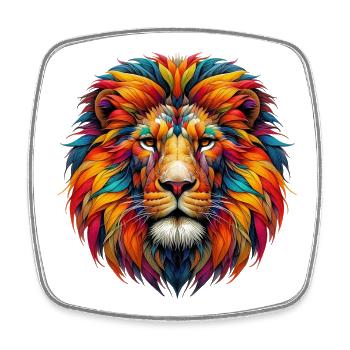 Lion - Magnet carré - blanc - Devant