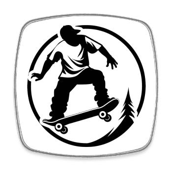 Skater Grafik - Viereckiger Kühlschrankmagnet - Weiß - Vorne