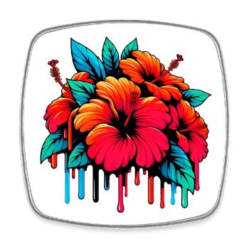 Hibiscus Flowers - Square fridge magnet - white - Front