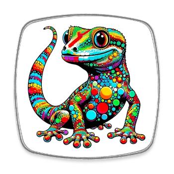 Gecko - Viereckiger Kühlschrankmagnet - Weiß - Vorne