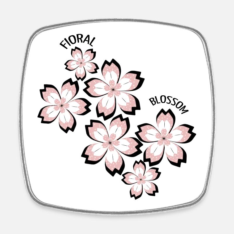 Fleur florale - Magnet carré - blanc