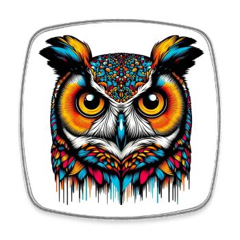 Owl - Square fridge magnet - white - Front