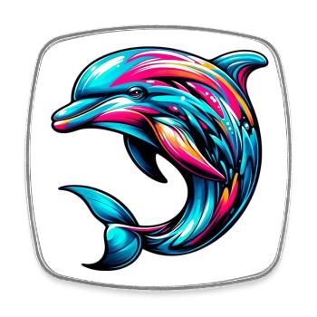 Dolphin - Square fridge magnet - white - Front