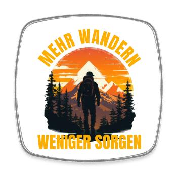 Mehr wandern - Weniger Sorgen - Viereckiger Kühlschrankmagnet - Weiß - Vorne