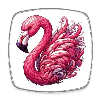 Flamingo - Viereckiger Kühlschrankmagnet - Weiß - Vorne