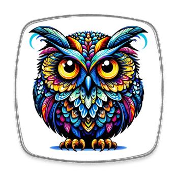 Owl - Square fridge magnet - white - Front