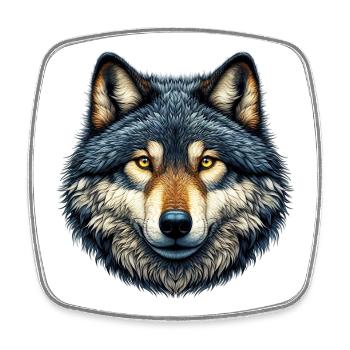 Wolf - Viereckiger Kühlschrankmagnet - Weiß - Vorne