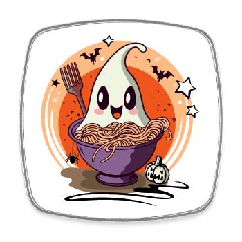 Ramen Geist - Kawaii Halloween Food Design - Viereckiger Kühlschrankmagnet - Weiß - Vorne
