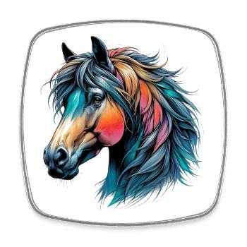 Cheval - Magnet carré - blanc - Devant