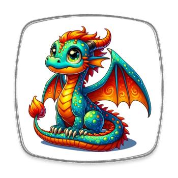 Dragon - Square fridge magnet - white - Front