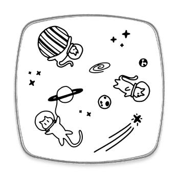 Cats Universe | Katzen Universum | Skizze Line Art - Viereckiger Kühlschrankmagnet - Weiß - Vorne