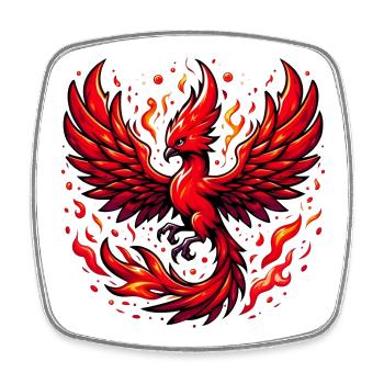 Red Phoenix - Square fridge magnet - white - Front
