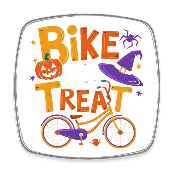 Illustration de vélo ou de friandise d’Halloween - Magnet carré - blanc - Devant