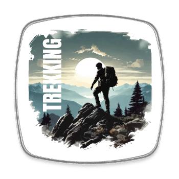 Trekking - Viereckiger Kühlschrankmagnet - Weiß - Vorne