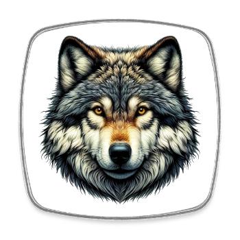 Loup - Magnet carré - blanc - Devant