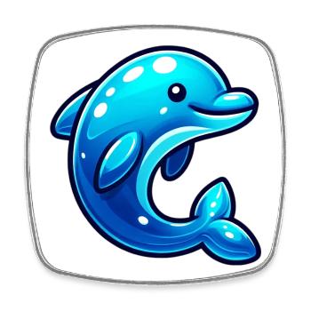Dolphin - Square fridge magnet - white - Front