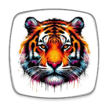 Tiger - Square fridge magnet - white - Front