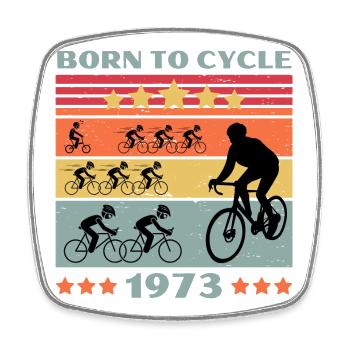 Leidenschaft für den Radsport Born to Cycle 1973 - Viereckiger Kühlschrankmagnet - Weiß - Vorne