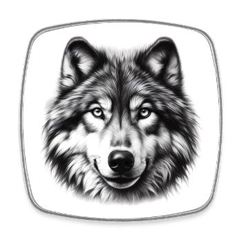 Wolf - Square fridge magnet - white - Front