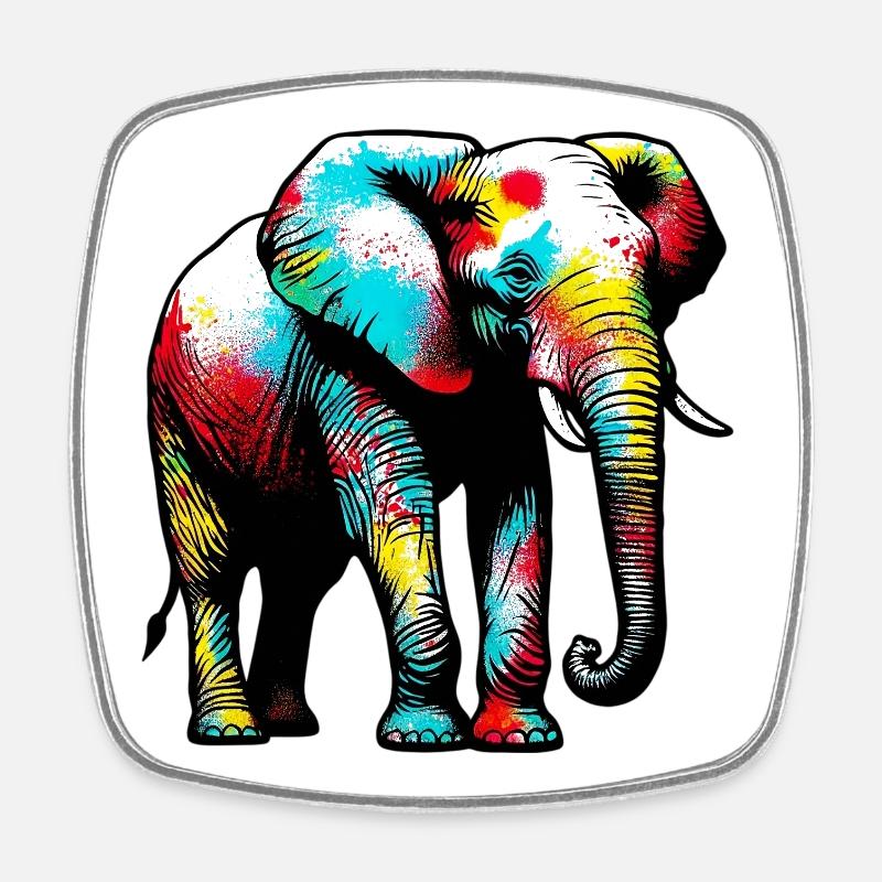 Elefant - Viereckiger Kühlschrankmagnet - Weiß