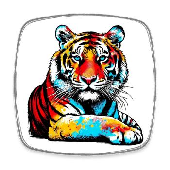 Tiger - Viereckiger Kühlschrankmagnet - Weiß - Vorne