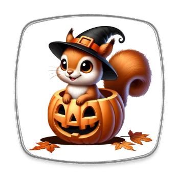 Écureuil mignon d’Halloween : un plaisir effrayant et doux - Magnet carré - blanc - Devant