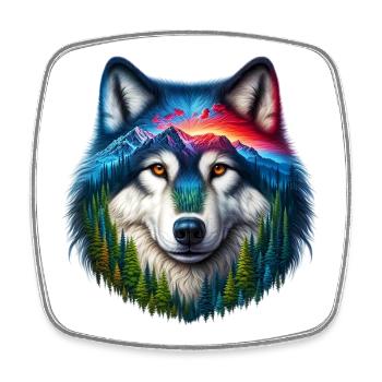 Wolf - Square fridge magnet - white - Front