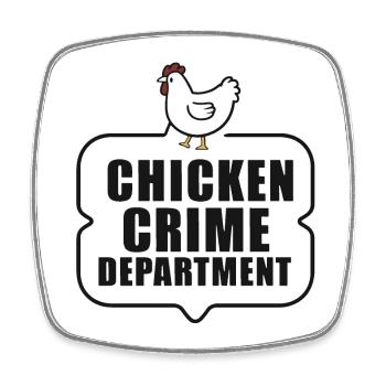 Chicken Crime Department Badge - Viereckiger Kühlschrankmagnet - Weiß - Vorne