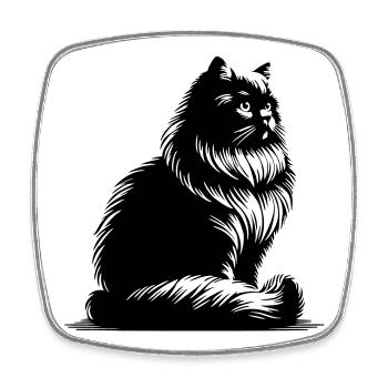 British Longhair Cat - Square fridge magnet - white - Front