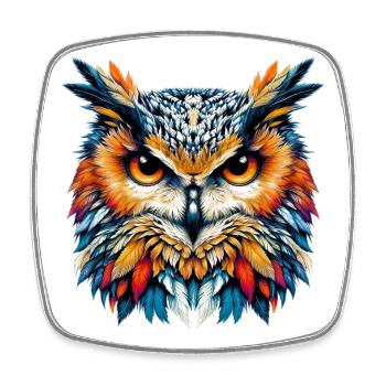 Owl - Square fridge magnet - white - Front