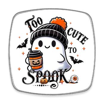 cool ghost with bobble hat & pumpkin spice latte - Square fridge magnet - white - Front
