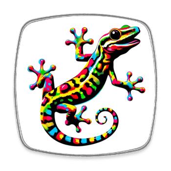 Gecko - Magnet carré - blanc - Devant