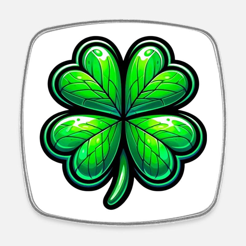 Four-leaf clover - Square fridge magnet - white