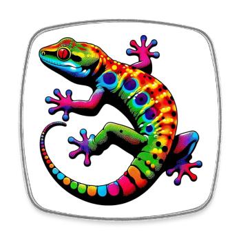 Gecko - Magnet carré - blanc - Devant