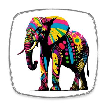 Elefant - Viereckiger Kühlschrankmagnet - Weiß - Vorne