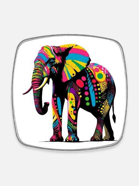 Elefant - Viereckiger Kühlschrankmagnet - Weiß