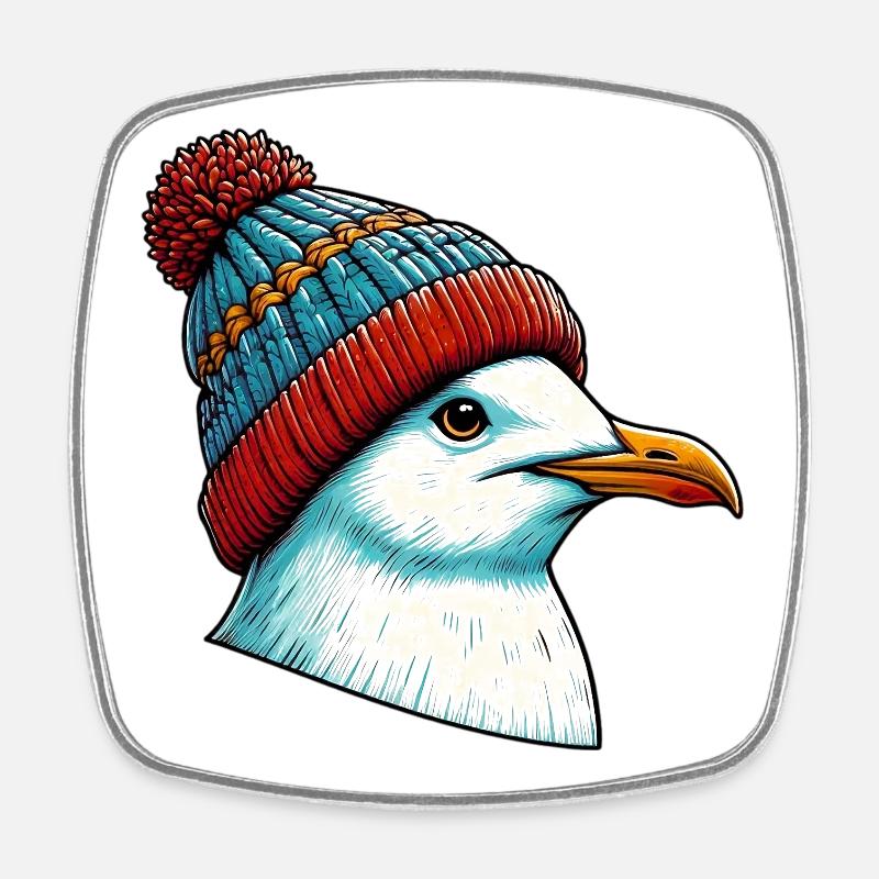 Möwe - Viereckiger Kühlschrankmagnet - Weiß