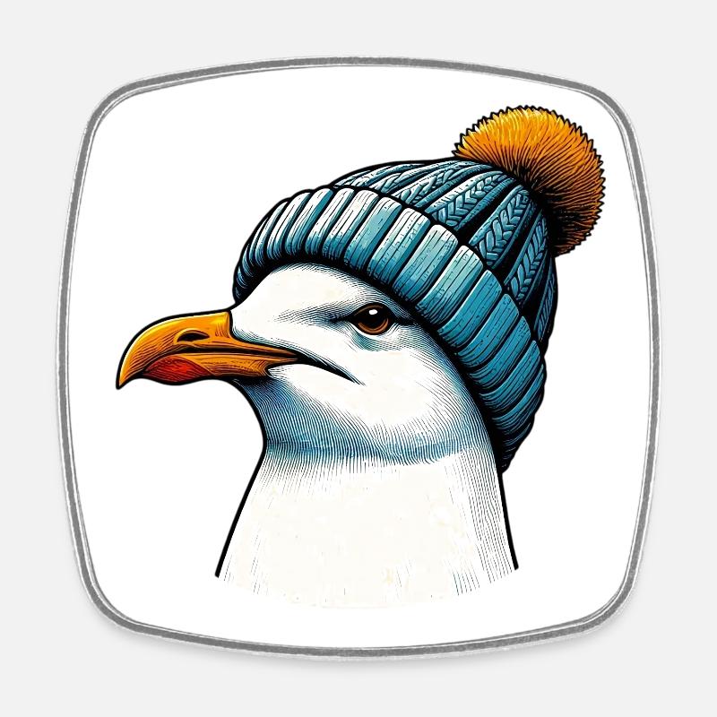 Möwe - Viereckiger Kühlschrankmagnet - Weiß