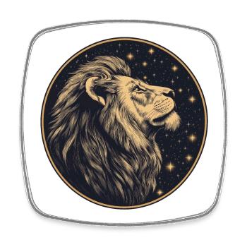 Leo with starry sky - Square fridge magnet - white - Front