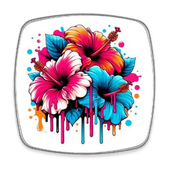 Hibiscus Flowers - Square fridge magnet - white - Front