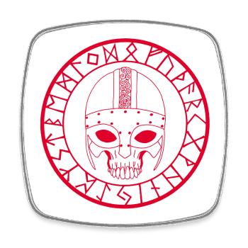 Tête de mort viking (rouge) - Magnet carré - blanc - Devant