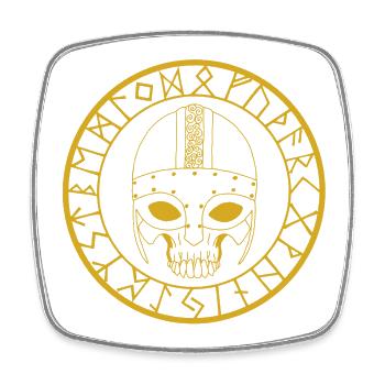 Viking Skull (Gold) - Square fridge magnet - white - Front