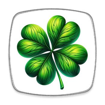 Trèfle à quatre feuilles - Magnet carré - blanc - Devant