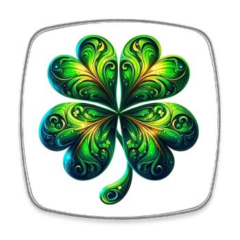 Trèfle à quatre feuilles - Magnet carré - blanc - Devant