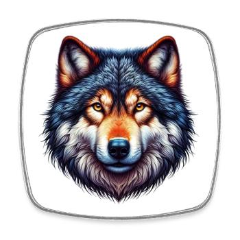 Loup - Magnet carré - blanc - Devant