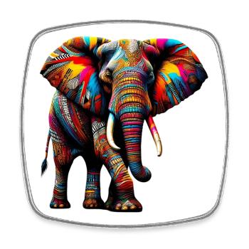 Elephant - Square fridge magnet - white - Front