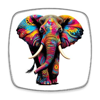 Éléphant - Magnet carré - blanc - Devant